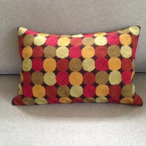 Crate&Barrel Embroidered Circles 18"x12" Pillow